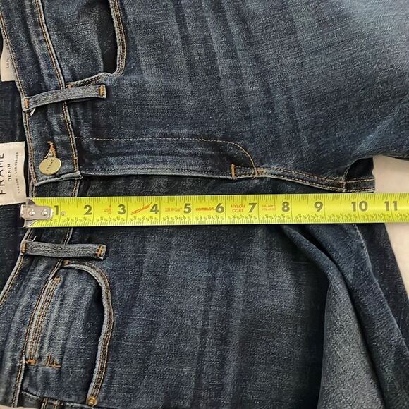 Frame Le High Skinny Denim Blue Jeans Womens 27 Distressed Dark Wash Raw Hem - Picture 6 of 14